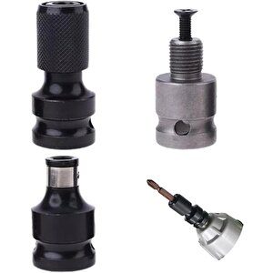 1/2 Matkap Mandren Adaptör seti 3 lü  Somun Sökme Makinesini Hex Bits vidalamaya Dönüştürme aparat