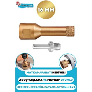 16 Mm Granit Mermer Seramik Fayans Beton Taş Delme Panç Spiral Avuç Taşlama Matkap Uyumlu M14 Aparat