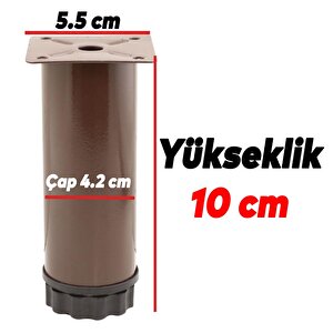 Mobilya Kanepe Baza Koltuk Metal Destek Ayağı Ayarlanabilir Kahverengi Ayak 10 Cm