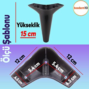 Aspen Lüks Mobilya Kanepe Sehpa Tv Ünitesi Koltuk Ayağı 15 Cm Baza Ayak Siyah