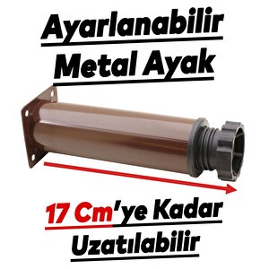 Akça Ayarlanabilir Mobilya Kanepe Koltuk Baza Yükseltme Yükseltici Ayağı Metal Ayakları 15 Cm Kahve
