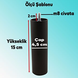 Gizli Mobilya Kanepe Sehpa Tv Ünitesi Koltuk Orta Destek Ayağı 15 Cm Siyah Baza Ayak