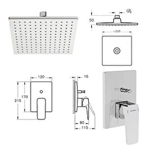 Artema Root Square Ankastre Banyo Seti Rain Q A49280 Krom