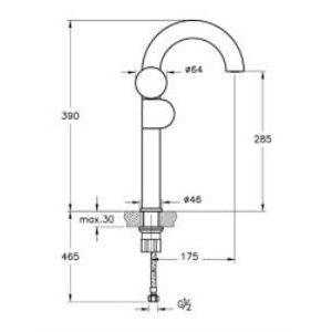 Vitra Liquid Lavabo Bataryası A42794 Yüksek - Soldan Kullanım - Krom