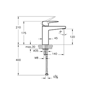 Root Square A42731 Lavabo Bataryası, Krom
