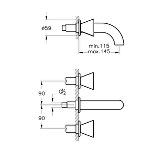 Vitra Liquid Ankastre Lavabo Bataryası A42690 Kısa - Krom