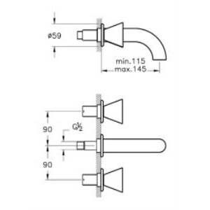 Vitra Liquid Ankastre Lavabo Bataryası A42690 Kısa - Krom