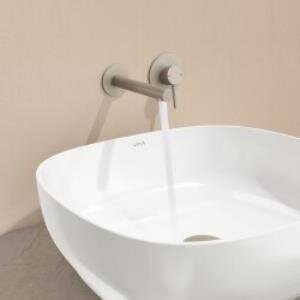 Vitra Origin Ankastre Lavabo Bataryası A4258134 Sıva Üstü Grubu - İki Rozetli - Fırçalı Nikel