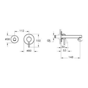 Vitra Origin Ankastre Lavabo Bataryası A4258134 Sıva Üstü Grubu - İki Rozetli - Fırçalı Nikel