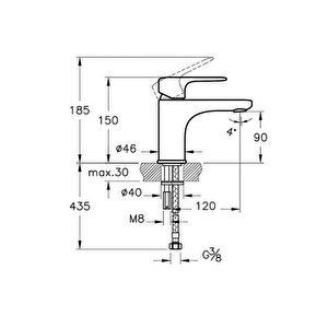 Root Round A4270536 Lavabo Bataryası, Siyah