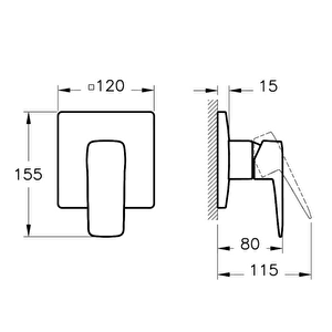 Root Square Ankastre Duş Bataryası A4275134 Sıva Üstü Grubu - Fırçalı Nikel