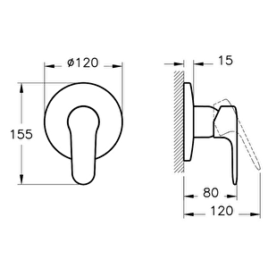 Root Round Ankastre Duş Bataryası A4272834 Sıva Üstü Grubu - Fırçalı Nikel