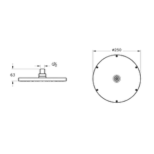 Vitra Origin A45638 Ankastre Duş Başlığı, 250 Mm, Krom