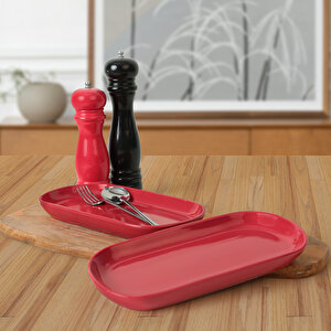 Kırmızı Noyan Kayık Tabak 2 Adet 28 Cm 506