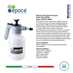 Epoca Alfa Tec Epdm Contalı Sıvı Ve Deterjan Püskürtme Pompası 2lt.