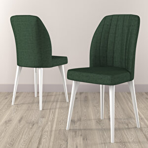 Simya 6 Adet 1. Kalite Beyaz Gürgen Ayaklı Sandalye Haki Yeşil