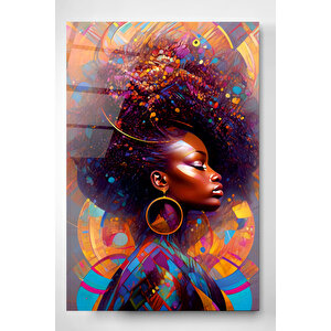 Afrikalı Kadın Cam Tablo, Dekoratif Cam Tablo 70x110 cm