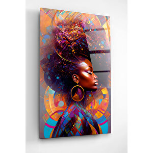 Afrikalı Kadın Cam Tablo, Dekoratif Cam Tablo 70x110 cm