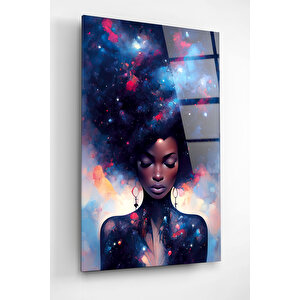 Afrikalı Kadın Cam Tablo, Dekoratif Cam Tablo 60x90 cm