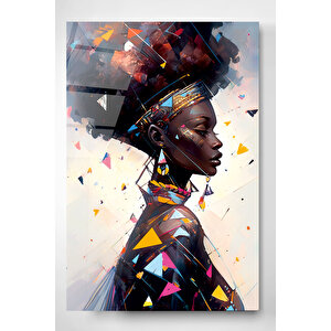 Afrikalı Kadın Cam Tablo, Dekoratif Cam Tablo 101x152 cm