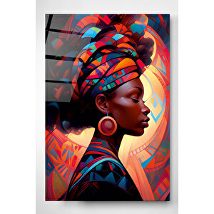 Afrikalı Kadın Cam Tablo, Dekoratif Cam Tablo 30x50 cm