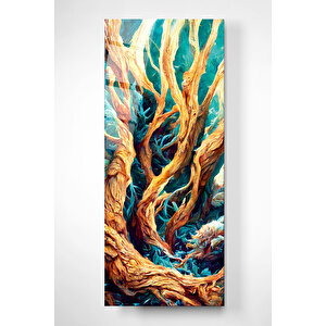 Ağaç Gövdesi Cam Tablo, Dekoratif Cam Tablo 50x120 cm