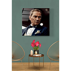 Atatürk Portresi - Yapay Zeka Tasarımlı Cam Tablo, Dekoratif Cam Tablo 70x70 cm