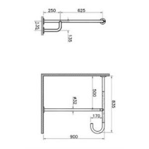 Vitra Arkitekta Duvar-zemin Tutunma Barı A44469 90° Açılı