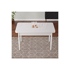 Raum Beyaz 70x110 Sabit Mutfak Masası Takımı 4 Adet Sandalye Krem