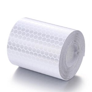 Reflektörlü Reflektif Fosforlu Şerit Bant Petekli Reflekte İkaz Bandı 46 Metre Beyaz