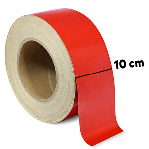 Reflektörlü Reflektif Fosforlu Şerit Bant Kırmızı Düz Reflekte İkaz Bandı 10 Cm 1 Metre