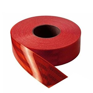 Reflektörlü Reflektif Fosforlu Şerit Bant Petekli Reflekte İkaz Bandı 46 Metre Kırmızı