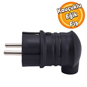 Sağlam Monofaze Kauçuk Dış Mekan Dayanıklı Kablo Bahçe Korunaklı Erkek Eğik Fiş Siyah