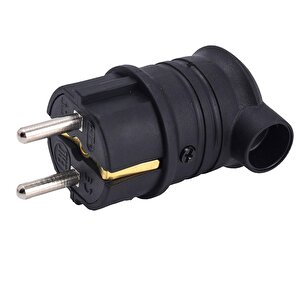 Sağlam Monofaze Kauçuk Dış Mekan Dayanıklı Kablo Bahçe Korunaklı Erkek Eğik Fiş Siyah