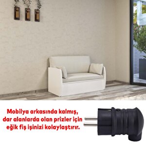 Sağlam Monofaze Kauçuk Dış Mekan Dayanıklı Kablo Bahçe Korunaklı Erkek Eğik Fiş Siyah