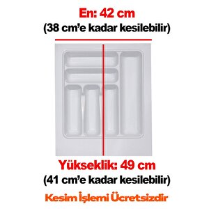 Çekmece İçi Kaşıklık Sağlığa Uygun Beyaz Çekmece Düzenleyici Kesilebilir 42 X 49 Cm