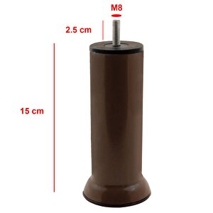 Baza Mobilya Kanepe Koltuk Destek Ayağı M8 Civatalı Kahverengi Metal Ayak 15 Cm (12 Adet)