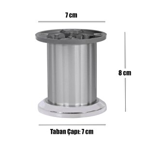 Venüs Mobilya Masa Puf Sehpa Tv Ünitesi Ayağı Krom Saten Baza Ayak 8 Cm (4 Adet)