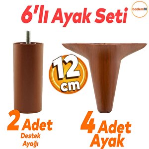 Aspen 6'lı Set Mobilya Tv Ünitesi Çekyat Koltuk Kanepe Destek Ayağı 12 Cm Kahverengi Baza Ayak