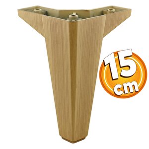 Sedir Lüks Mobilya Kanepe Sehpa Tv Ünitesi Koltuk Ayağı 15 Cm Desenli Açık Ceviz Baza Ayak (4 Adet)