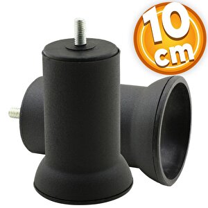 Mobilya Koltuk Kanepe Baza Çekyat Yükseltme Metal Ince Diş M8 Siyah Ayağı Ayakları 10 Cm 4 Adet