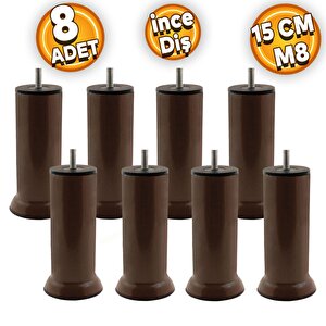 Baza Mobilya Koltuk Kanepe Metal Destek Ayağı M8 Civatalı Kahverengi Ayak 15 Cm (8 Adet)