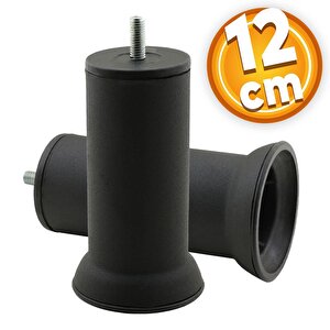 Mobilya Baza Kanepe Koltuk Çekyat Yükseltme Ayağı Ince Diş M8 Siyah Metal Ayakları 12cm 8 Adet