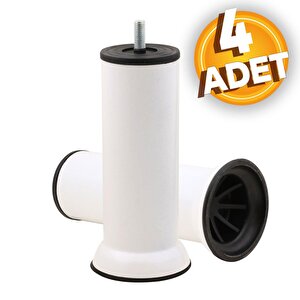 Mobilya Kanepe Baza Koltuk Ünite Destek Ayağı M8 Civata 15 Cm Beyaz Metal Yükseltici İnce Diş Ayak (4 Adet)