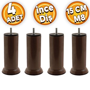 Mobilya Baza Metal Kanepe Koltuk Destek Ayağı M8 Civatalı İnce Diş Kahverengi Metal Ayak 15 Cm (4 Adet)