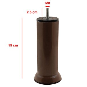 Mobilya Baza Metal Kanepe Koltuk Destek Ayağı M8 Civatalı İnce Diş Kahverengi Metal Ayak 15 Cm (4 Adet)