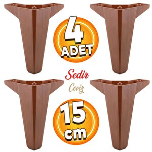 Sedir Lüks Mobilya Kanepe Sehpa Tv Ünitesi Koltuk Ayağı 15 Cm Ahşap Desenli Kahverengi Baza Ayak (4 Adet)