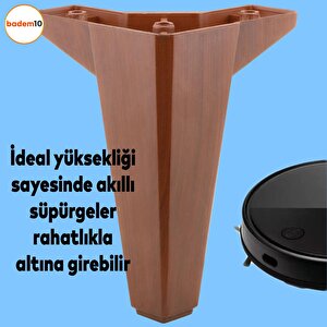Sedir Lüks Mobilya Kanepe Sehpa Tv Ünitesi Koltuk Ayağı 15 Cm Ahşap Desenli Kahverengi Baza Ayak (4 Adet)