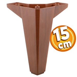 Sedir Lüks Mobilya Kanepe Sehpa Tv Ünitesi Koltuk Ayağı 15 Cm Ahşap Desenli Kahverengi Baza Ayak (4 Adet)