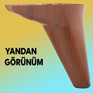 Aspen Lüx Mobilya Kanepe Sehpa Ünite Koltuk Ayağı Ahşap Desenli 12 Cm Kahverengi Baza Ayak (4 Adet)